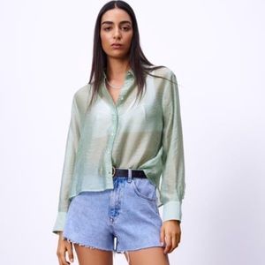 Zara Sheer Long Sleeve Button Up